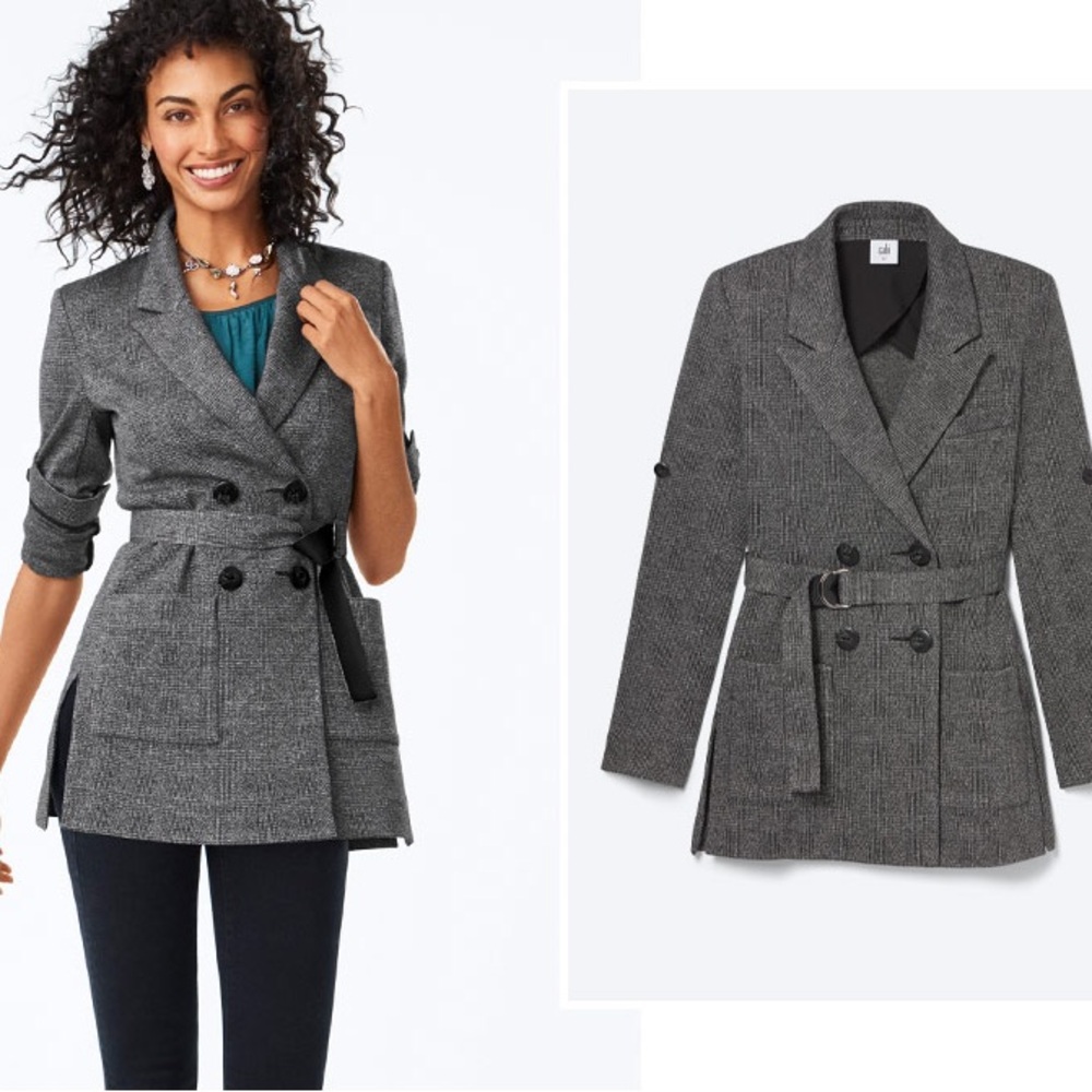 Cabi Bond Plaid Blazer with Belt